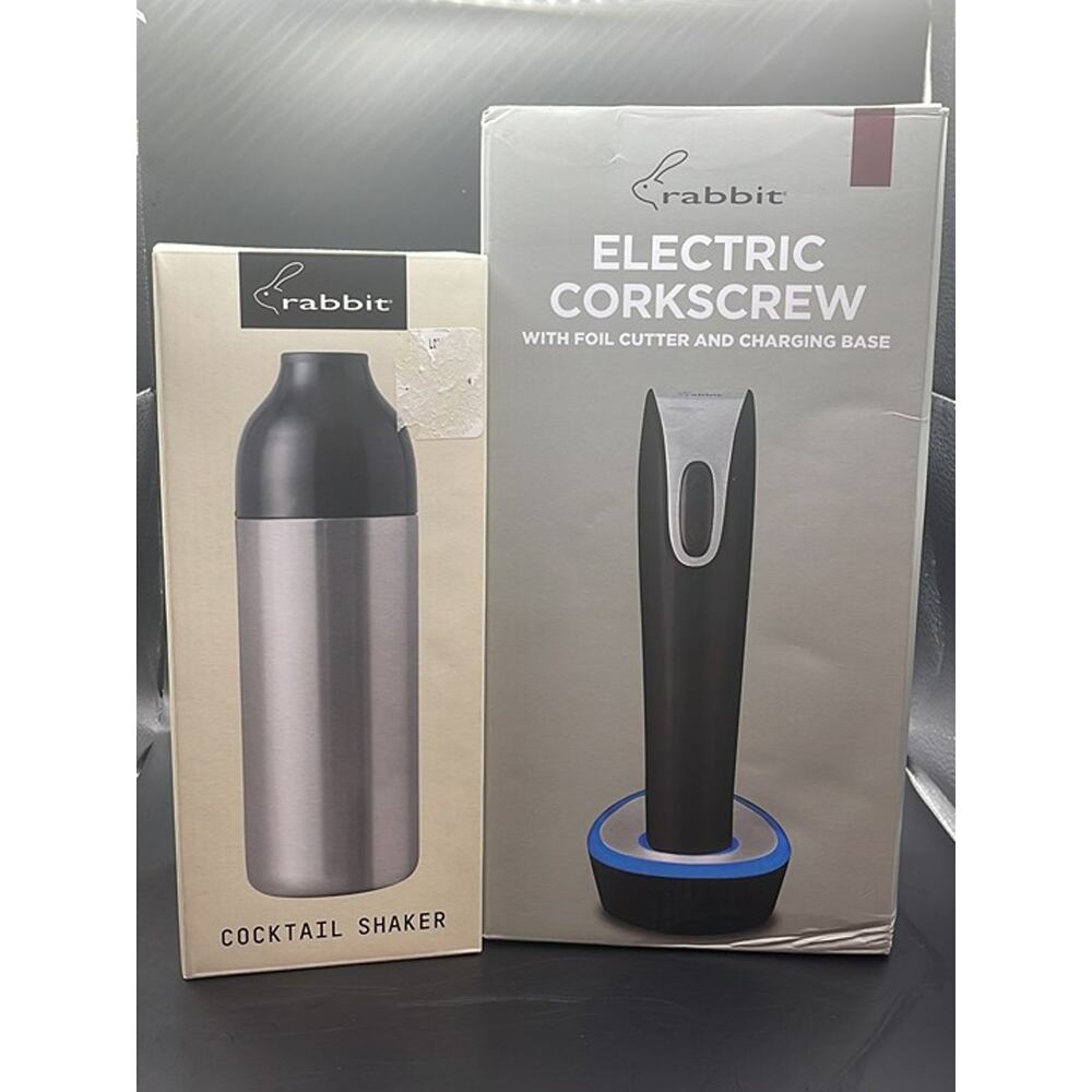 Rabbit Electric Corkscrew Wine Opener and Cocktail Shaker Set NWT